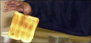 Toast failling from hand