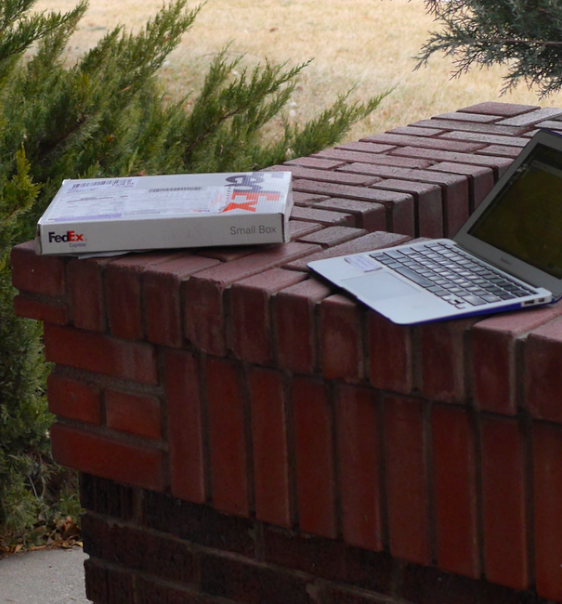 FedEx Box and Laptop