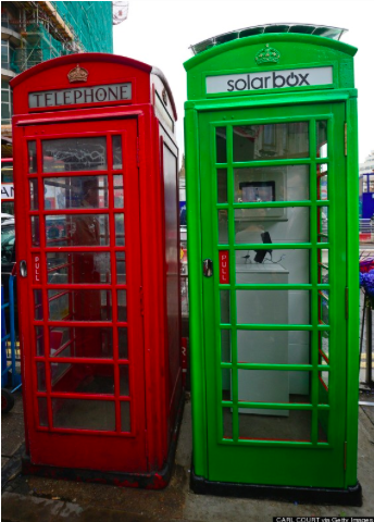 red green phone boxes
