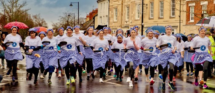 Today — March 4 — Shrove Tuesday —  Olney Pancake Race