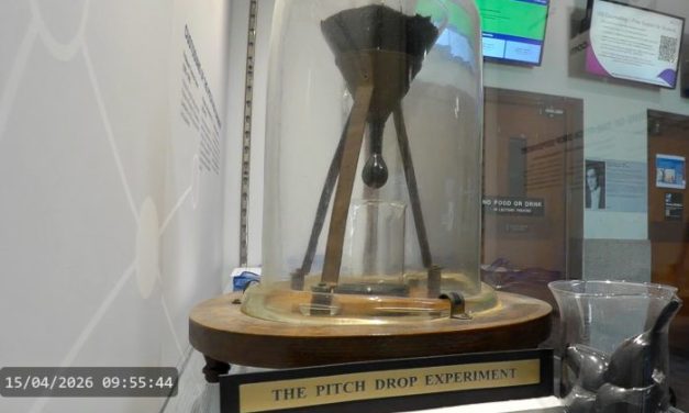 Pitch Drop Experiment — duller, much duller, than watching paint dry or wood warp