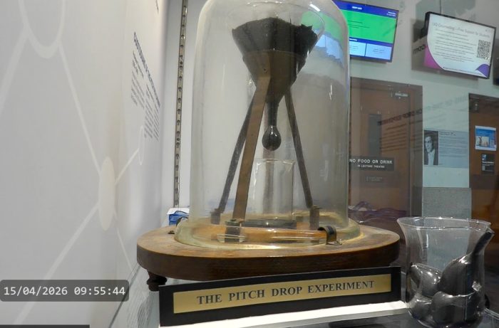 Pitch Drop Experiment — duller, much duller, than watching paint dry or wood warp