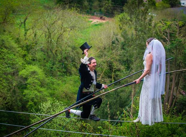 High-Wire Wedding – groom obviously not one of us