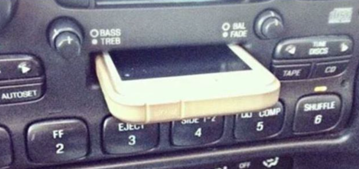 B iPhone in casette player