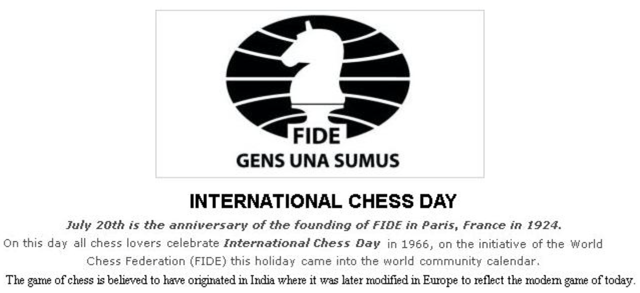 July INtl Chess Day