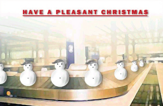Snowmen on Carousel Christmas Card